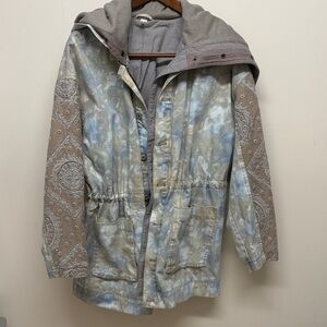 Free People Hooded Tie Dye Jean Jacket